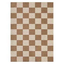GARVEE - Modern Geometric Area Rug Checkerboard Printed Ultra Thin Washable Non Slip Indoor Rug for Dining Room Kitchen - Coffee