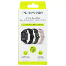 PureGear - 3 Pack Silicone Watch Band Set for Apple Watch (38/40/41mm) - Multi