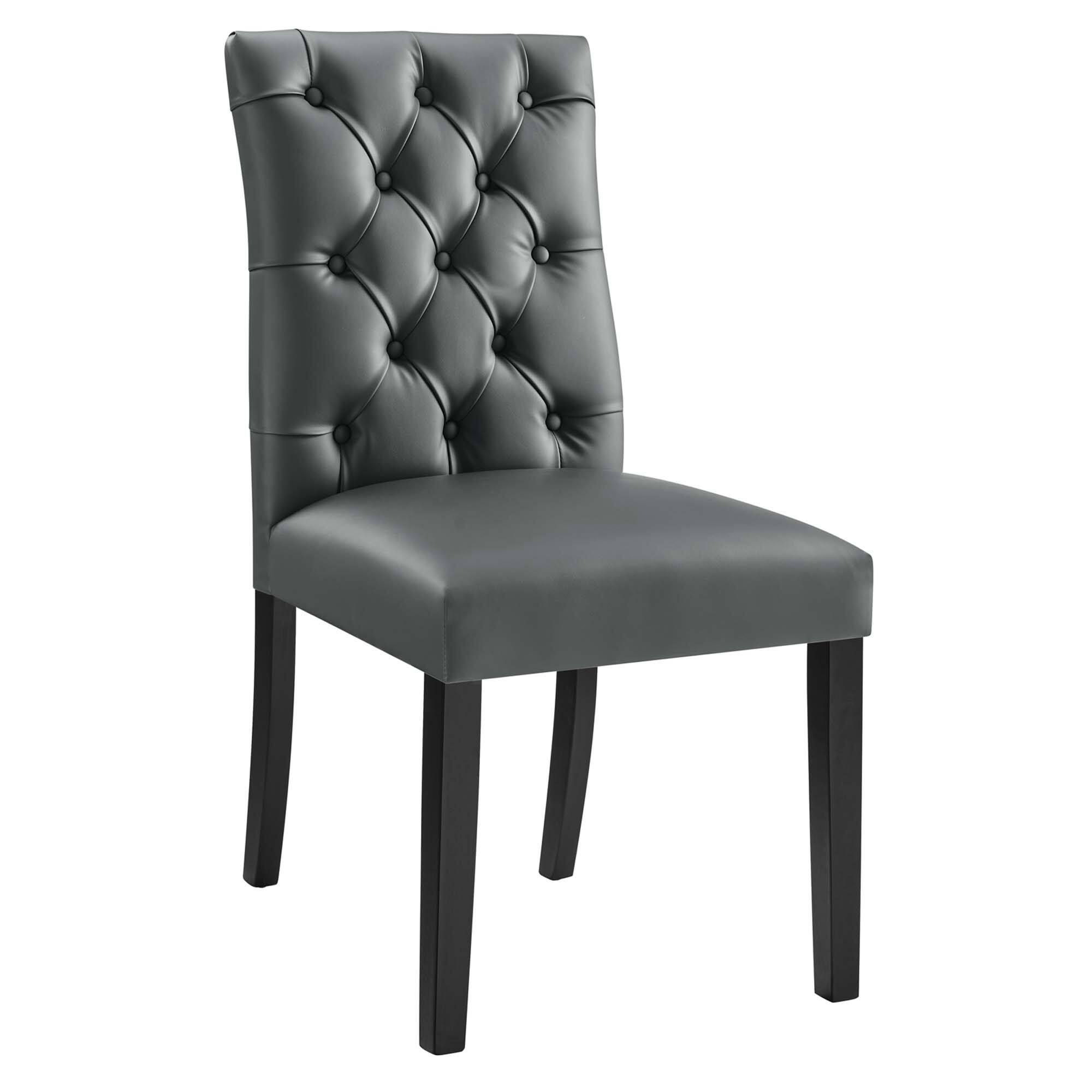 Left. Modway - Duchess Vinyl Dining Chair Set of 2 by Modway - Gray.