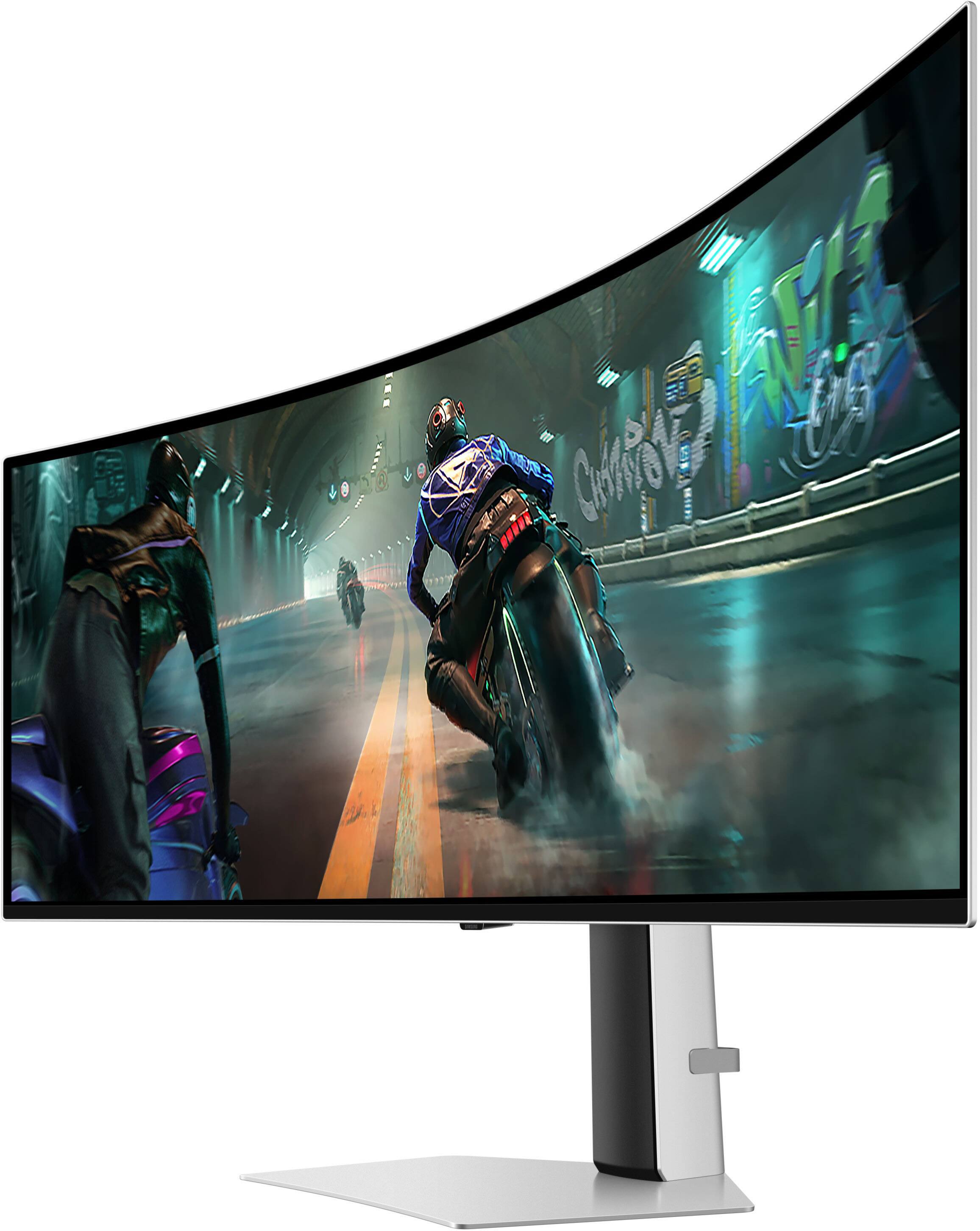 Alt View 12. Samsung - 49" Odyssey OLED G9 (G91SD) Dual QHD 144Hz 0.03ms G-Sync Compatible Curved Gaming Monitor - Silver.