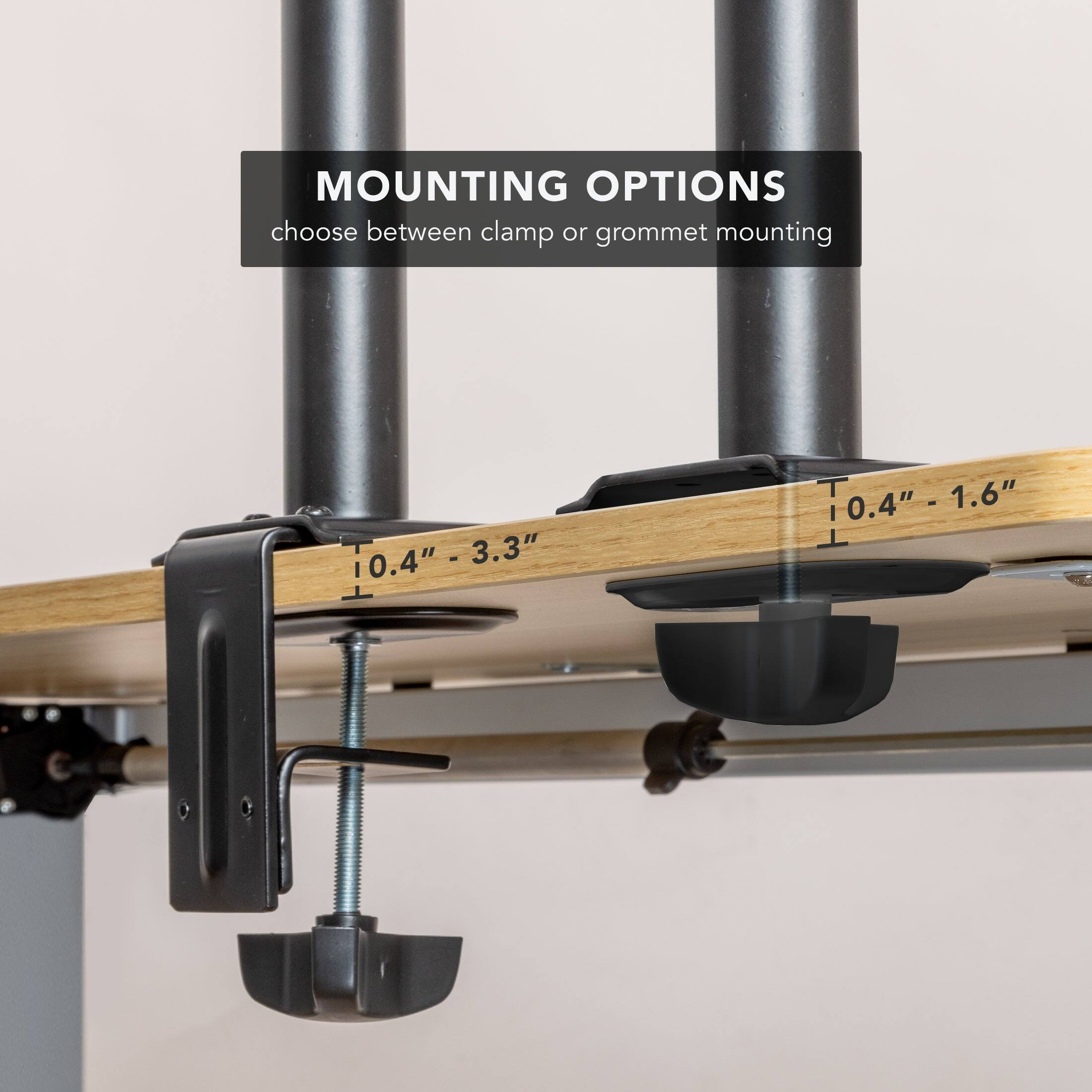 MOUNTING OPTIONS  
choose between clamp or grommet mounting  

10.4" - 3.3"  
10.4" - 1.6"