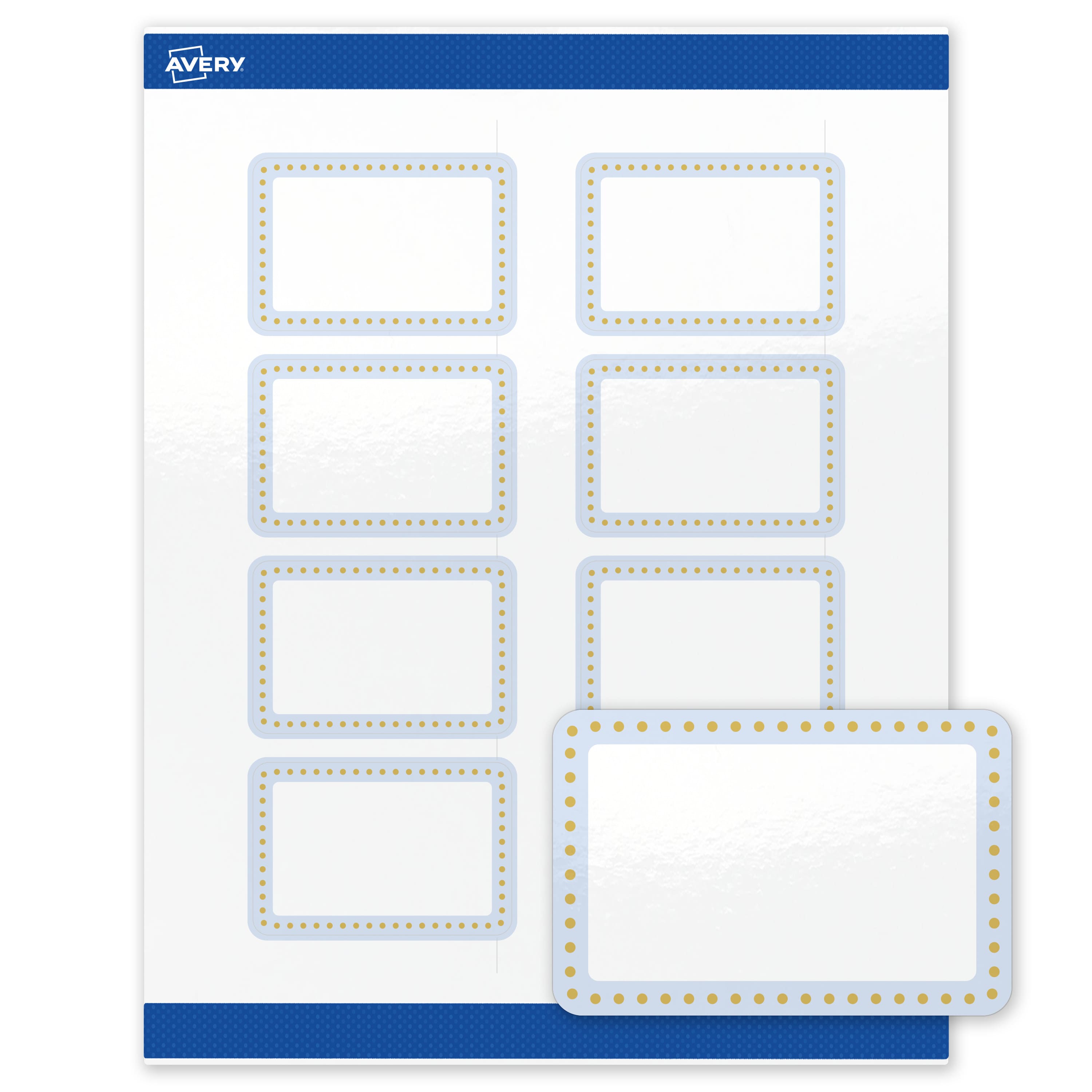 "Avery - Labels, 2"" x 3"", Glossy Blue Border/Gold Dots - White" price history on PriceWatchPro