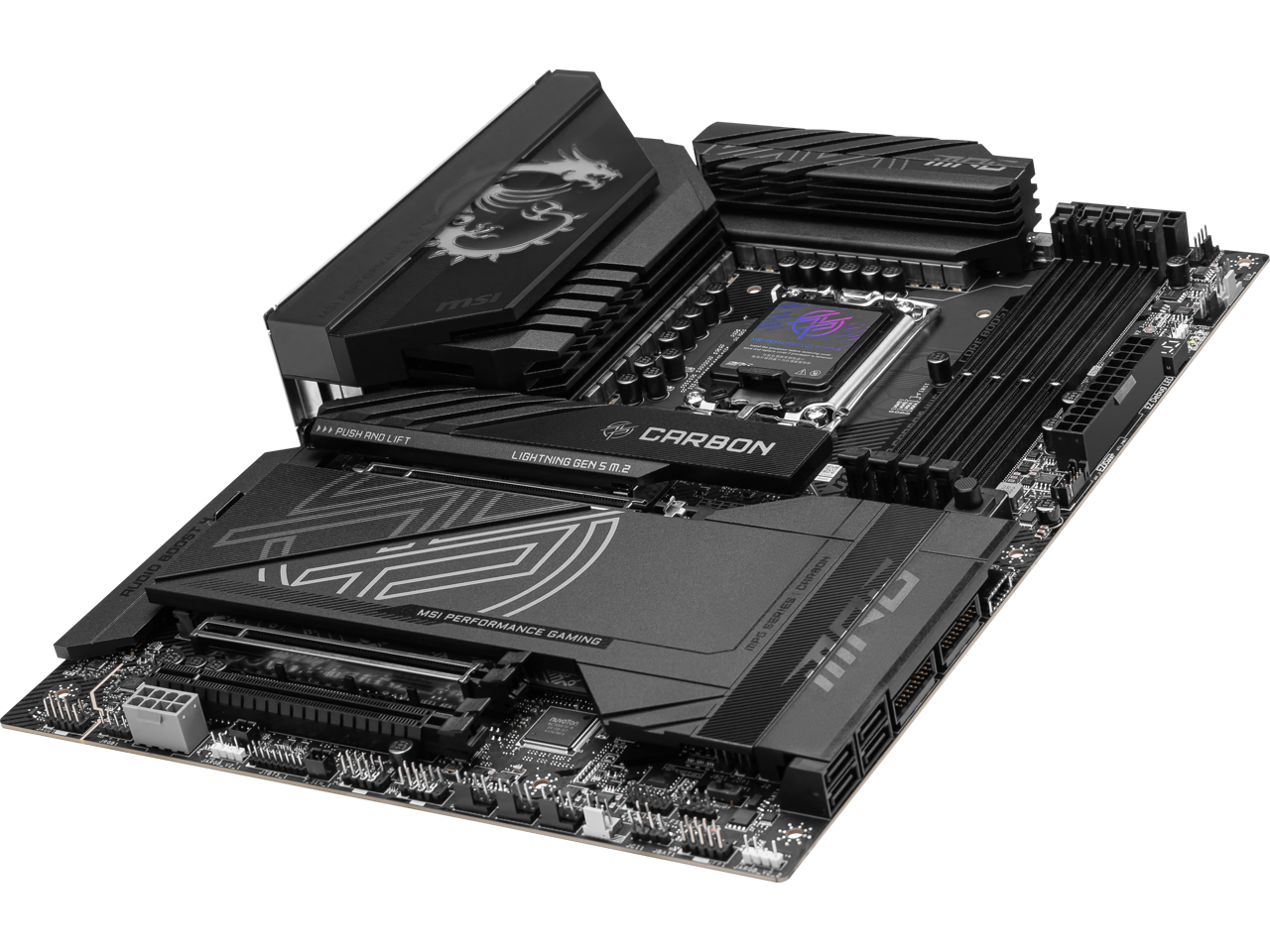 Alt View 3. MSI - MSI MPG Z890 CARBON WIFI LGA 1851 Intel Z890 ATX Motherboard.