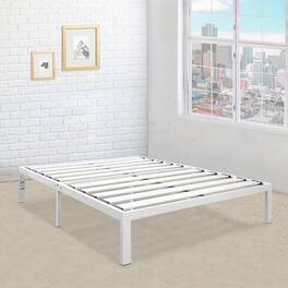 Hivvago - Full size Heavy Duty Metal Platform Bed Frame - White
