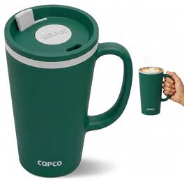 Copco - Insulated Travel Mug with Handle, 16oz Double Wall Tumbler - Hunter Green