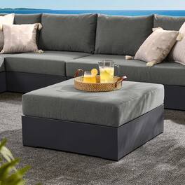Tahoe Outdoor Patio Powder-Coated Aluminum Ottoman by Modway - Gray Charcoal