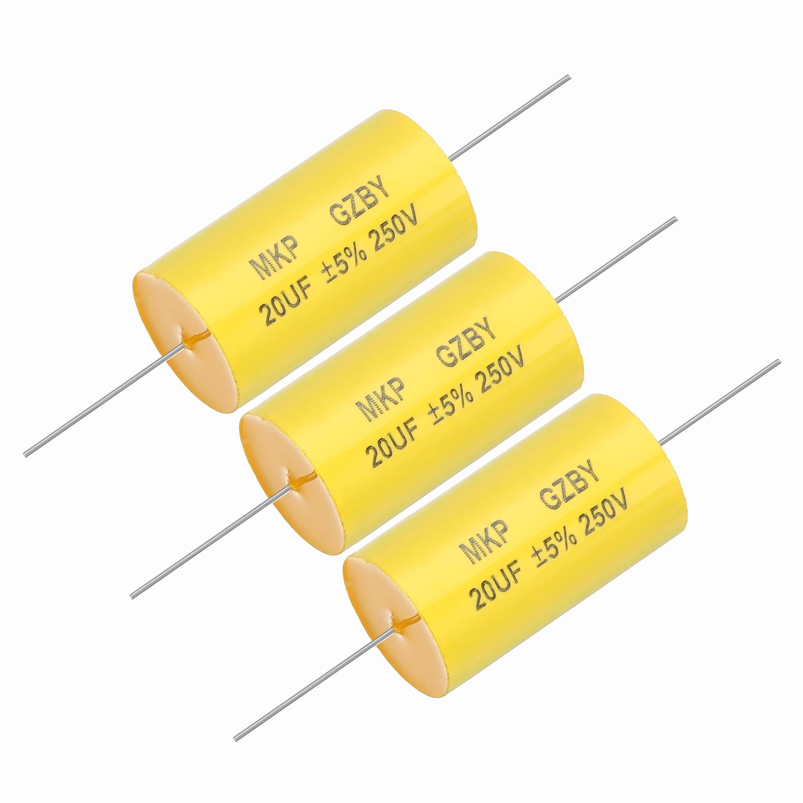 Unique Bargains - 3pcs 20uf Frequency Divider Capacitor, 250V Axial Audio Speaker Crossover MKP Film Capacitor - Yellow price history on PriceWatchPro