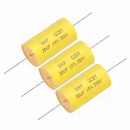 Unique Bargains - 3pcs 20uf Frequency Divider Capacitor, 250V Axial Audio Speaker Crossover MKP Film Capacitor - Yellow