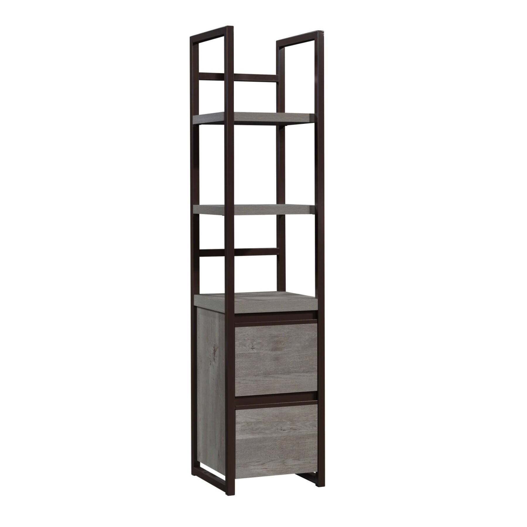 Alt View 10. Ecooso - Space Saving Narrow Bookcase with 2 Locking Drawers,Secure and Stable Design with Ample Shelving, Easy Assembly - White.