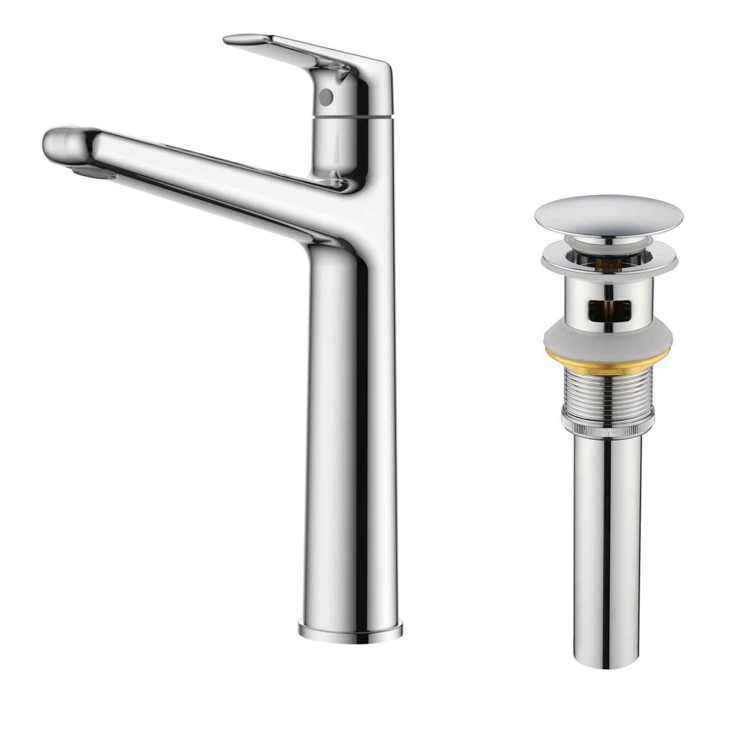 Front. Boyel Living - Chrome Single Handle Bathroom Faucet Solid Brass 24-Inch Hose - Chrome.