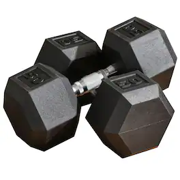Soozier - 2 x 50lbs Hex Dumbbell Set of 2, Rubber Weights Exercise Fitness Dumbbell with Non-Slip Handles - Black