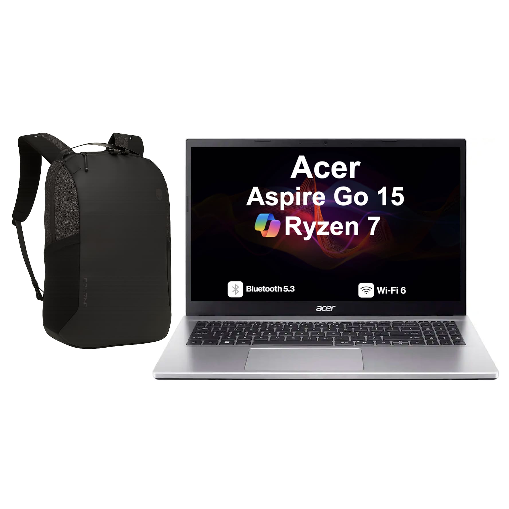 Acer - Aspire Go 15 Laptop 15.6 FHD Display (Ryzen 7 7730U, 64GB, 4TB SSD, AMD Radeon, Win 11 Pro) w/17in Backpack - Pure Silver