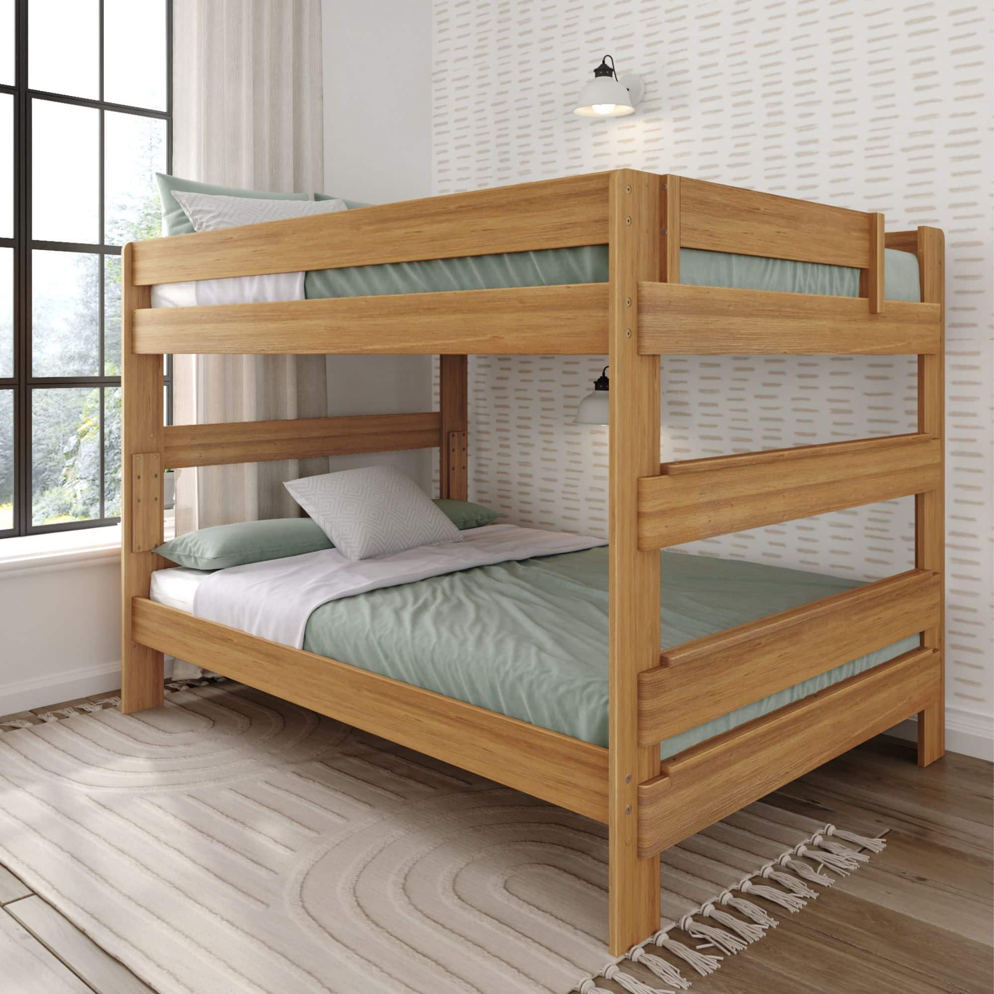 Plank+Beam - Farmhouse Queen over Queen Bunk Bed Bed, Matte Pecan - Pecan Dip