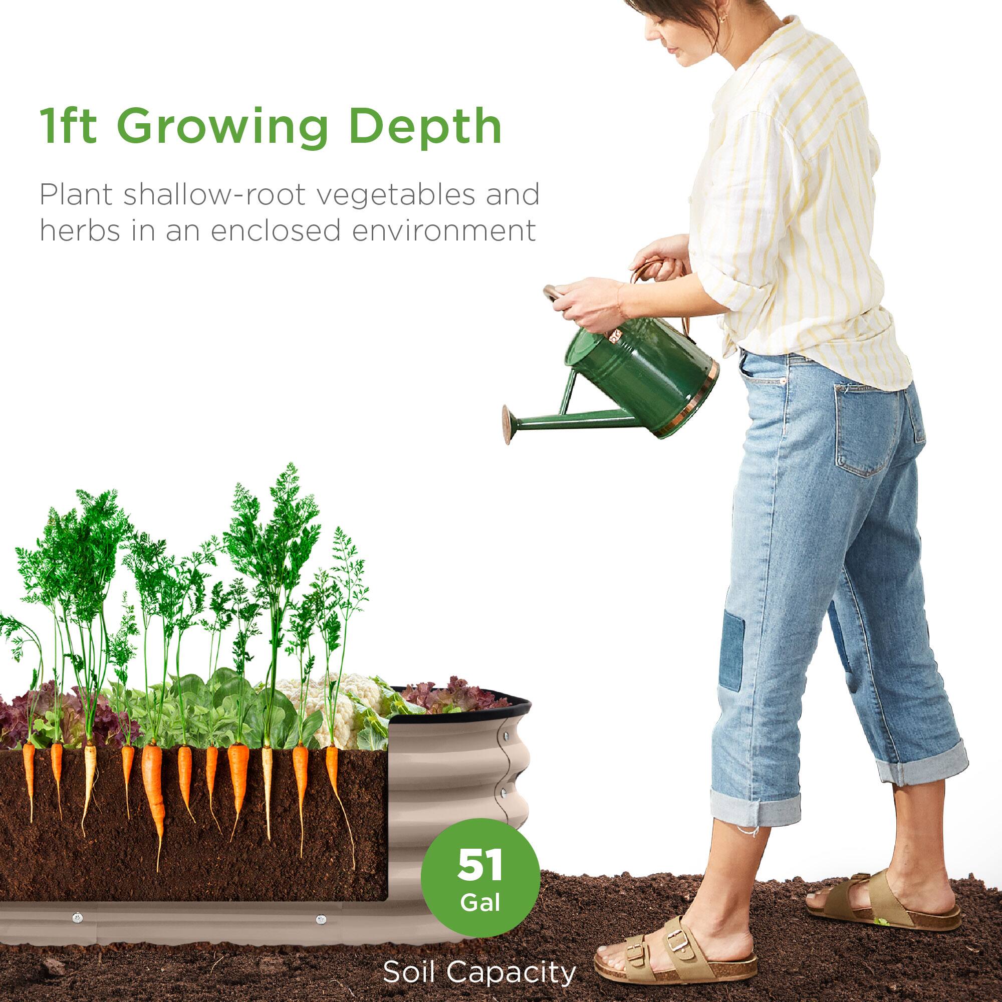 1ft Growing Depth  
Plant shallow-root vegetables and herbs in an enclosed environment  

51 Gal Soil Capacity
