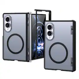 Dteck - Rugged Magnetic Case For Samsung Galaxy Z Fold8 Shockproof Matte Anti-Fingerprint Cover Hinge Protection - Black