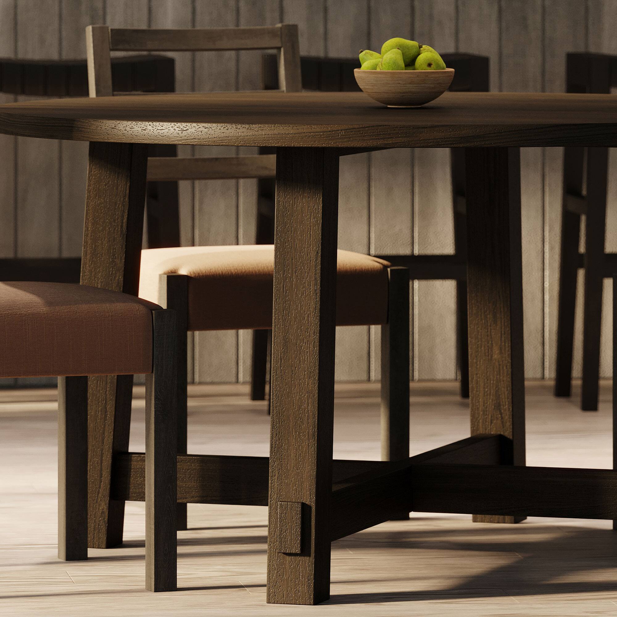 Alt View 10. Maven Lane - Maven Lane Sasha Round Wooden Dining Table in Weathered Brown Finish - Weathered Brown.