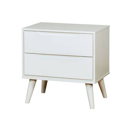 Front. Manhattan Lane - 2 Drawer Wooden Nightstand with Recessed Drawer Fronts - White.