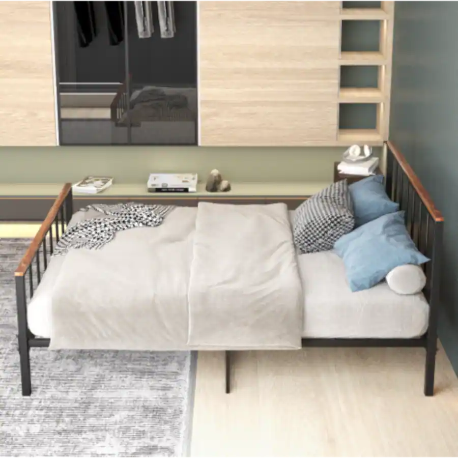 Fold Box Spring LUCKY ONE Full Size Foldable Platform Bed Frame with Headboard and ...