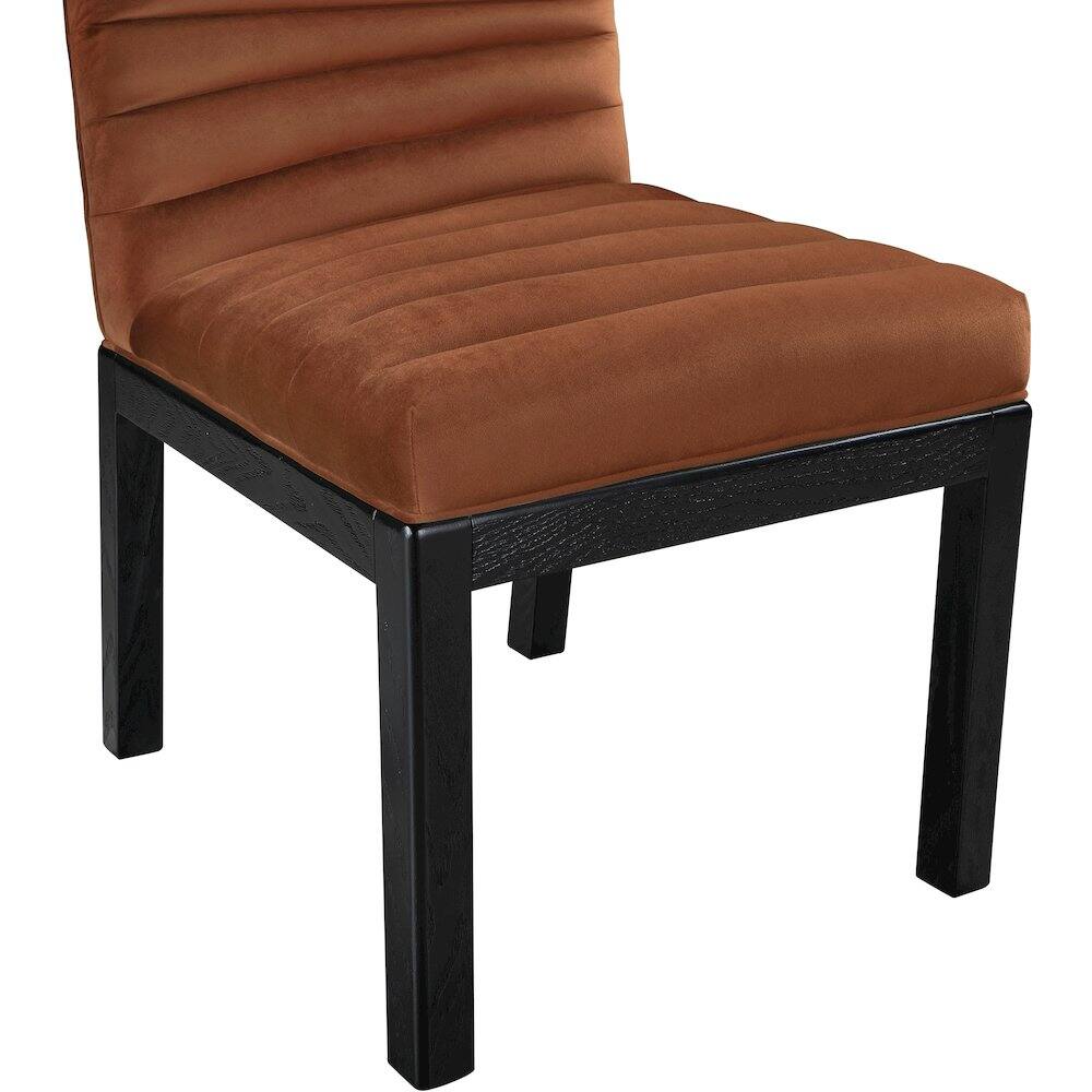 Alt View 4. Meridian Furniture - Evelyn Cognac Velvet Dining Chair - Brown.