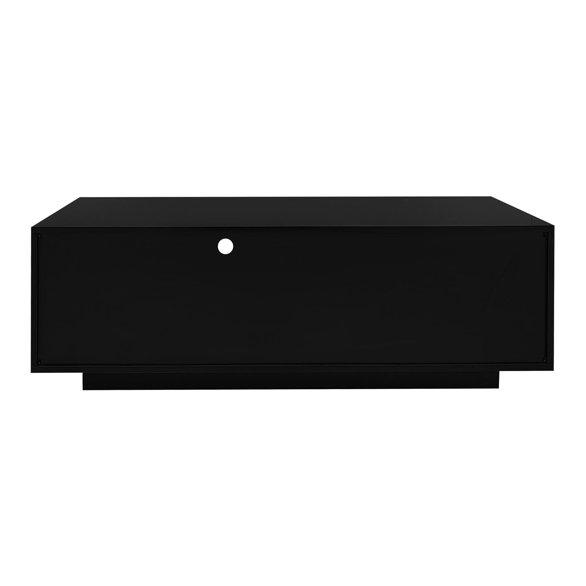 Back. Bestier - Modern High Glossy Rectangle Coffee Table with Storage Space, Accent Furniture with 16 Color LED Lights for Living Room - Black.