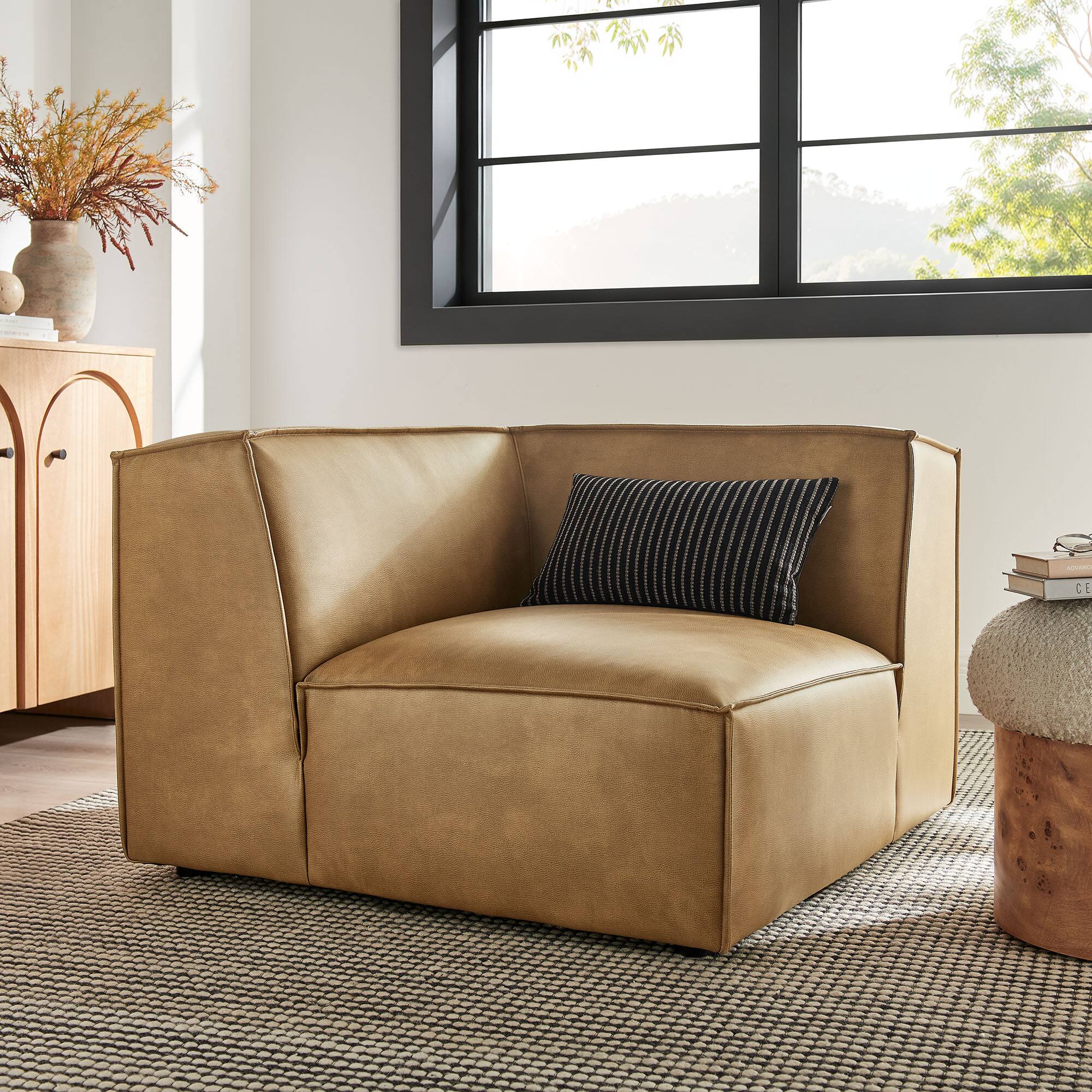 Alt View 7. Modway - Restore Vegan Leather Modular Corner Chair by Modway - Toast.