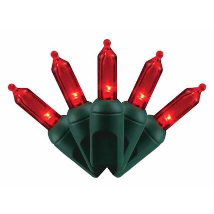 Front. Celebrations - Platinum LED T5 Red 50 ct String Christmas Lights 25 ft. - Red.