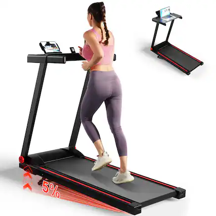Front. Superun - Superun Treadmills for Home with 6% Incline and Handles Folding Running Machine with Smart APP Black - Graypink.