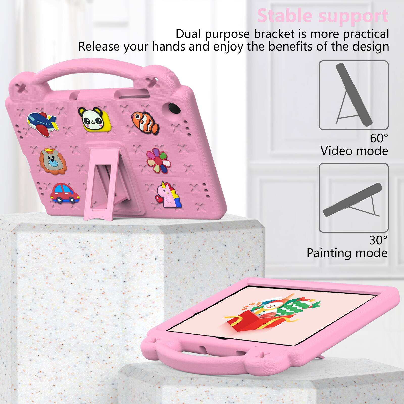 Stable support  
Dual purpose bracket is more practical  
Release your hands and enjoy the benefits of the design  

60° Video mode  
30° Painting mode