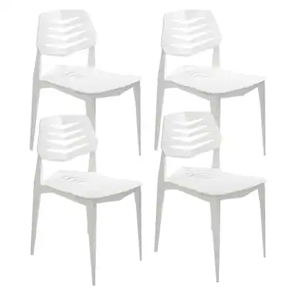 Front. Sunnydaze - Matisse Polypropylene Outdoor Dining Chair - Set of 4 - White.