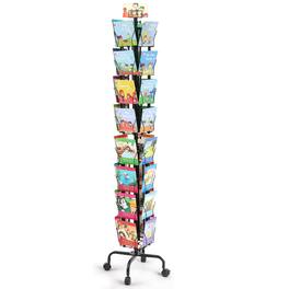 VEVOR - Rotating Postcard Brochure Display Stand, 360° Spinning Card Display Rack with Sign Holder - Black
