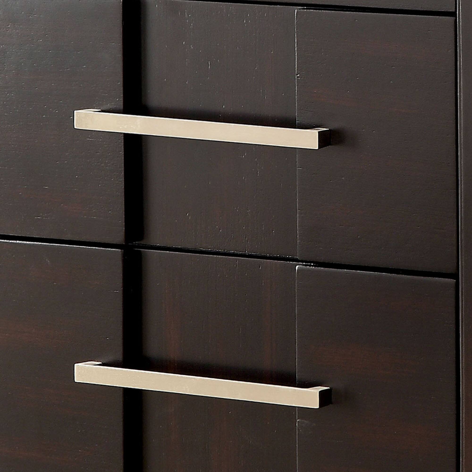 Alt View 2. Vaczon - Transitional Solid Wood Nightstand with 2 Felt-Lined Drawers & Nickel Bar Pull - Espresso.