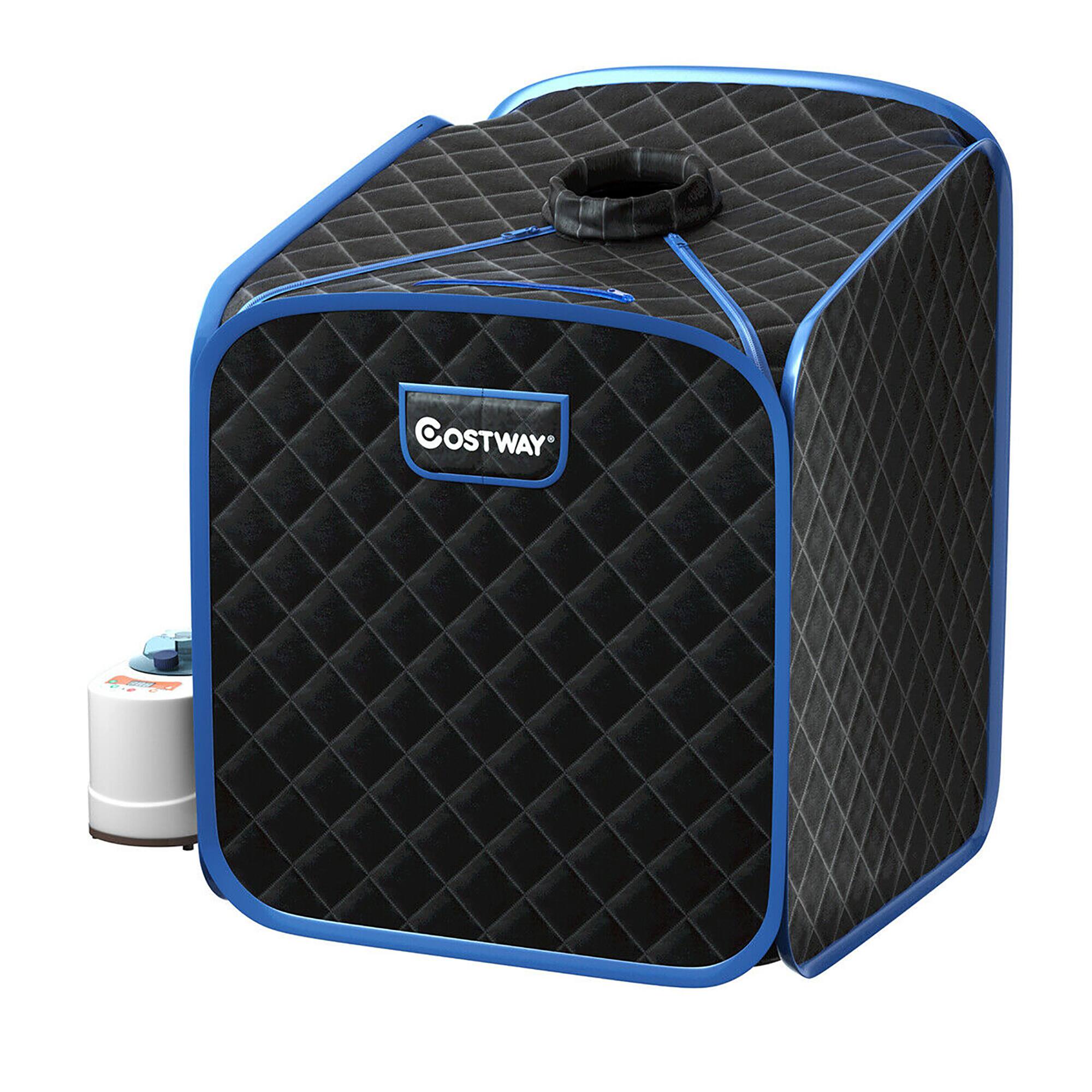 Alt View 19. Costway - Portable 2L Steam Sauna Spa Tent w/Chair Black - Black + Blue.