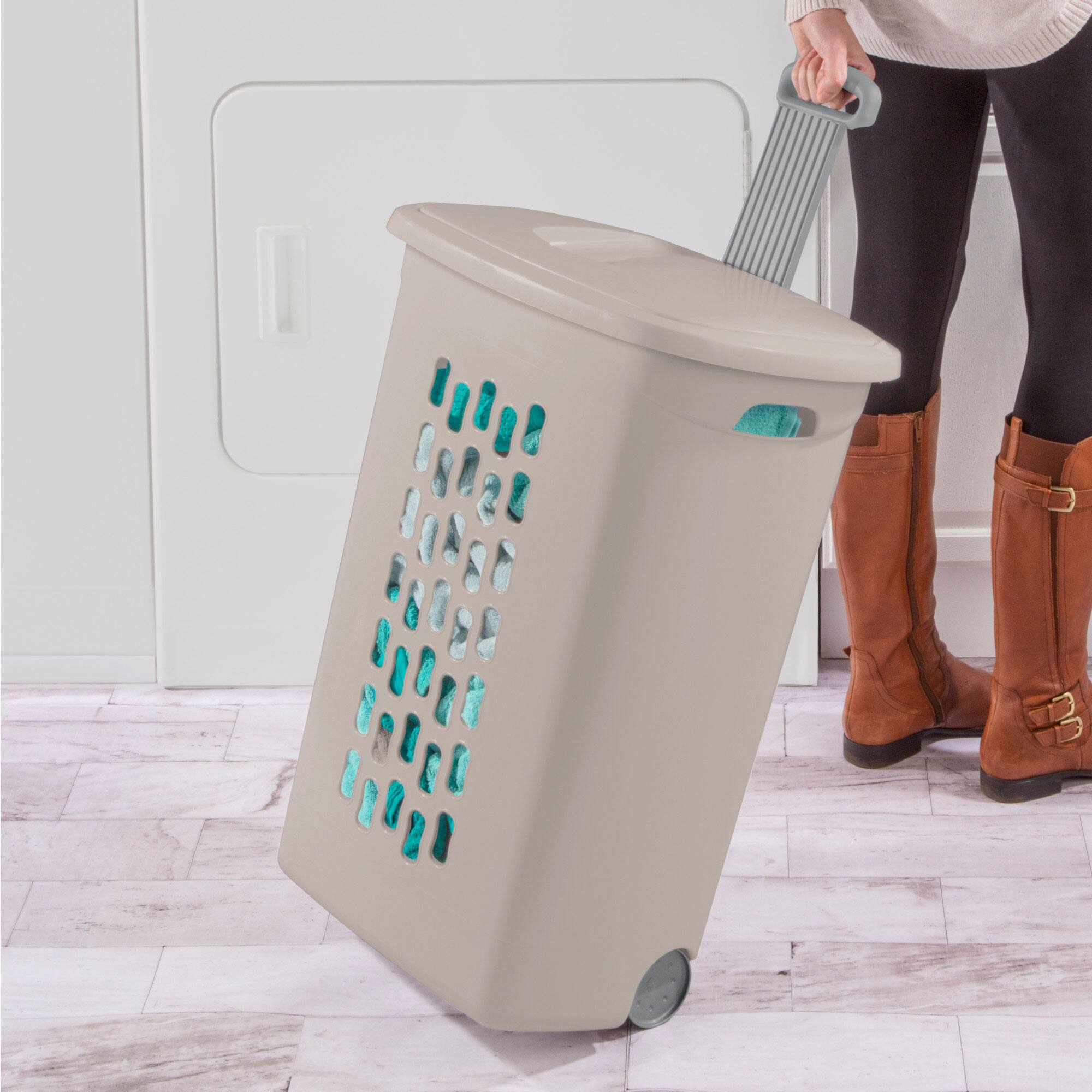 Alt View 3. Sterilite - Sterilite Ultra Wheeled Hamper, Laundry Basket with Lid and Handle, Grey, 3 Pack - Gray.