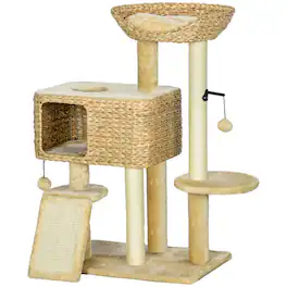 Pawhut - Cat Tree for Indoor Cats w/ Scratching Posts - Beige