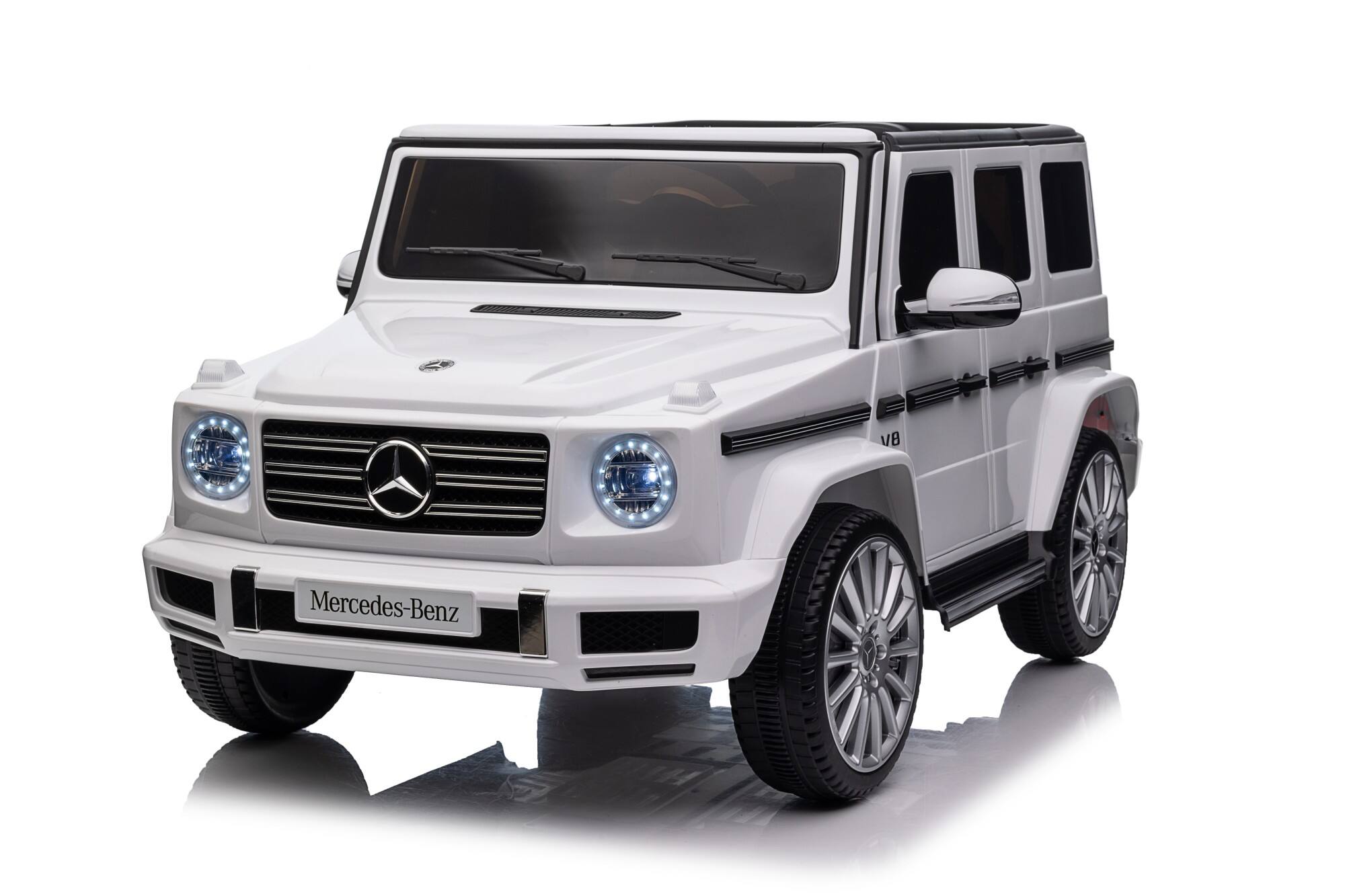 Front. Ecooso - 24V Licensed G500 Kids Ride-On SUV with Remote Control, 3 Speeds, LED Lights, Bluetooth, USB, MP3, for Ages 3-8 - White.