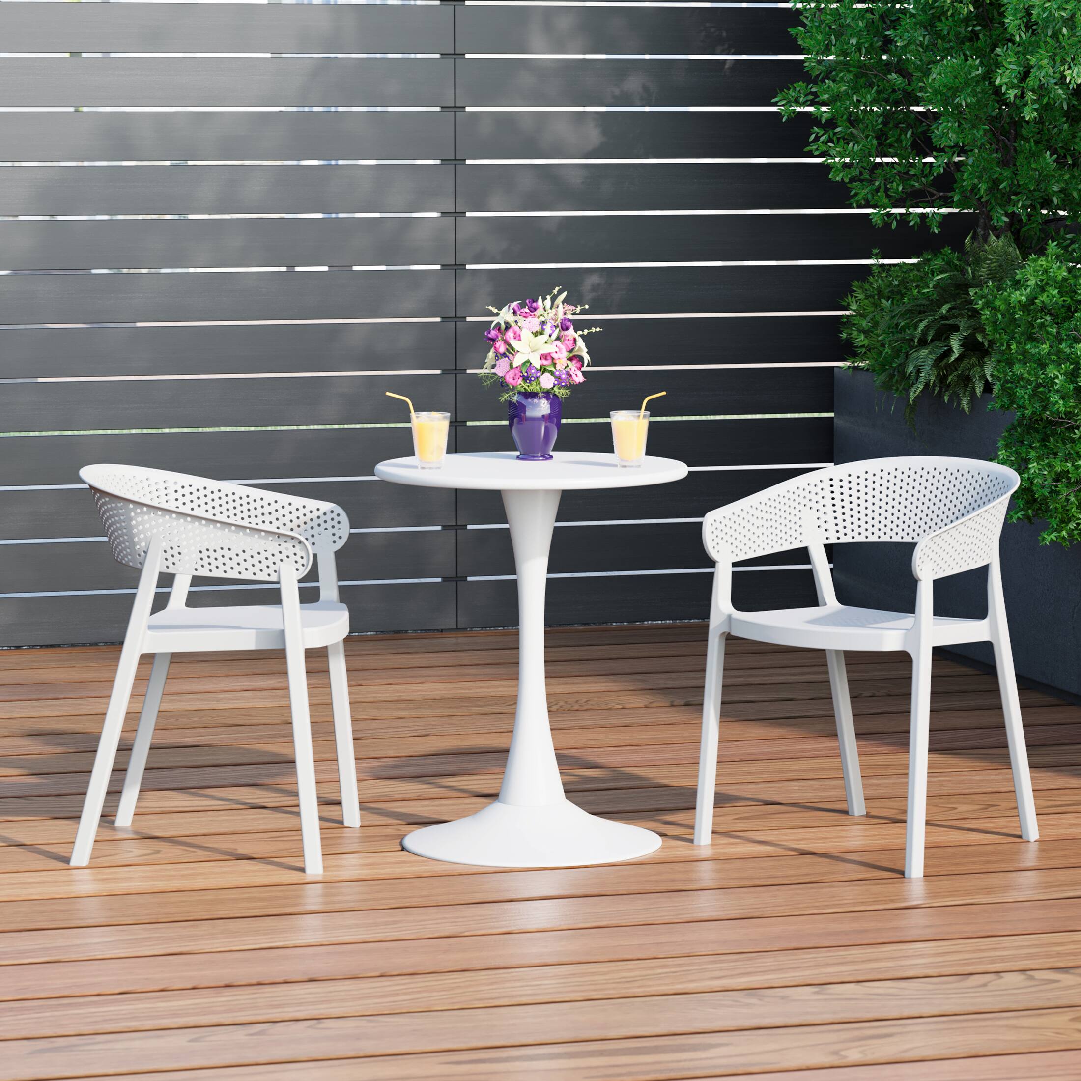 Angle. WestinTrends - WestinTrends Playa Outdoor Modern Stackable Plastic Resin Patio Dining Armchair (Set of 2) - White.