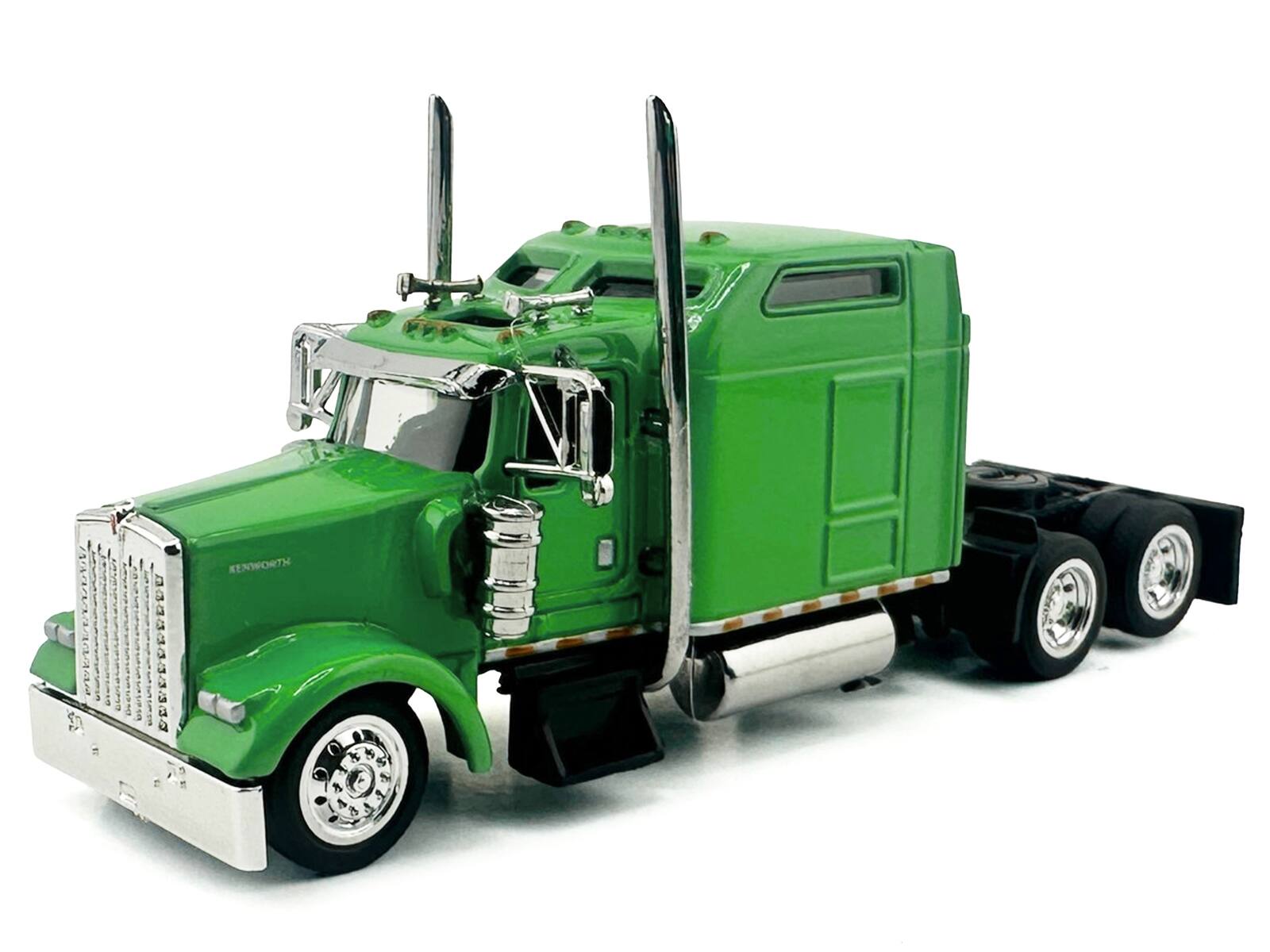 Alt View 1. HO Logistics Replicas - Kenworth W900L Truck Tractor with Sleeper Cab Lime Green 1/87 (HO) Scale Plastic Model Car by HO Logistics.