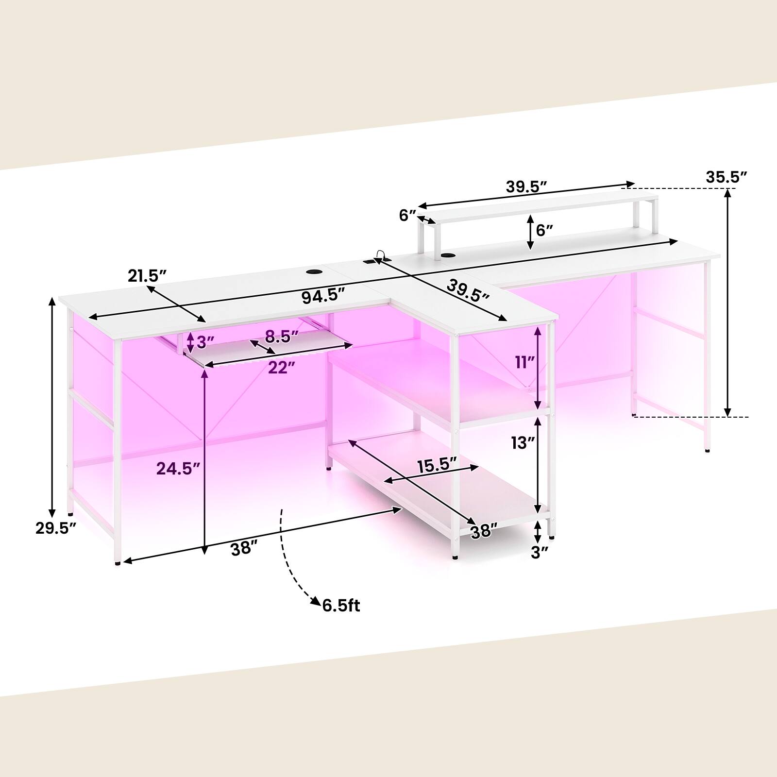 39.5", 35.5", 21.5", 3", 94.5", 8.5", 22", 6", 39.5", 6", 11", 24.5", 15.5", 13", 29.5", 38", 38", 3", 6.5ft