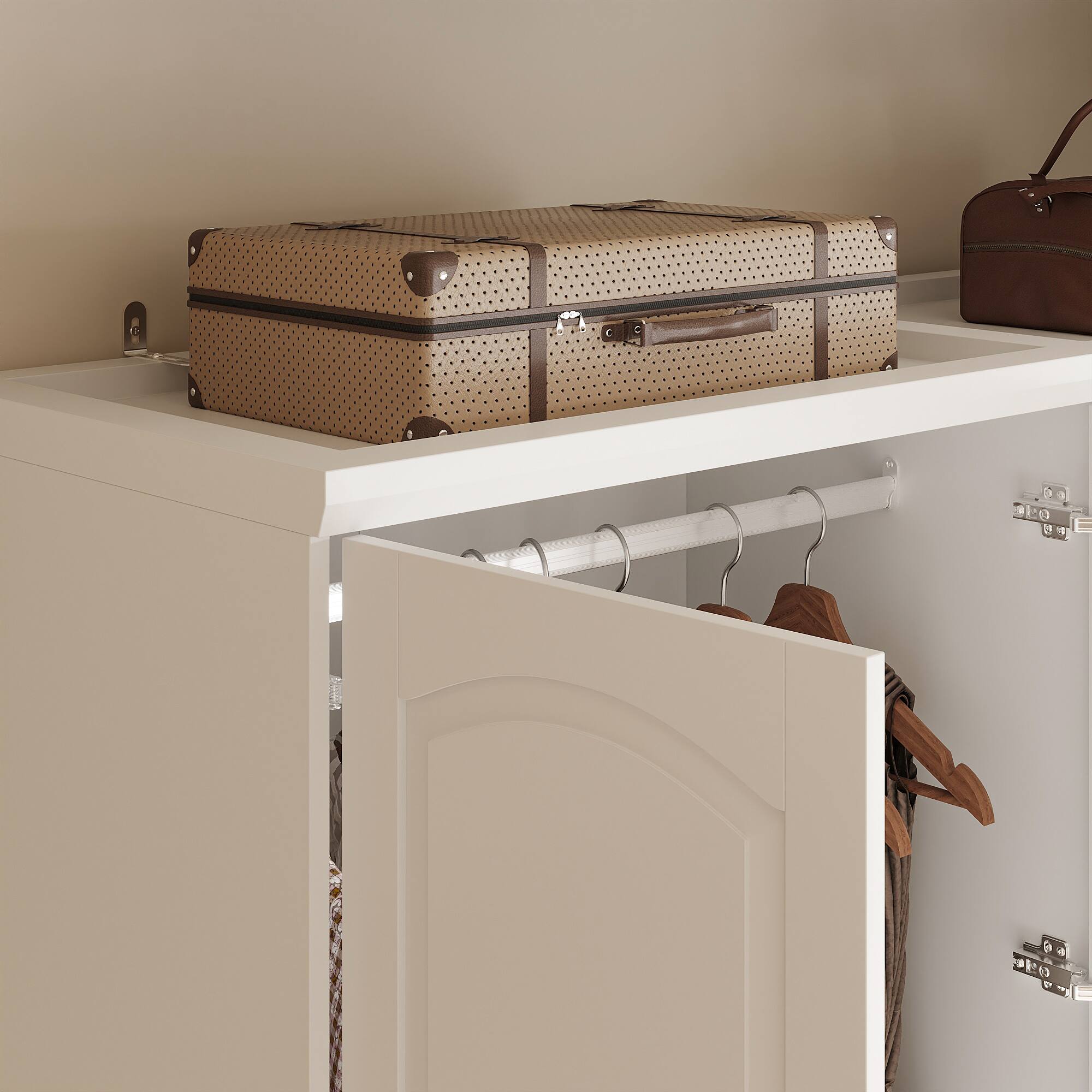 Alt View 1. FUFU & GAGA - Luxury Large Wardrobe Closet for Bedroom, Modern Home Storage Cabinet with Hanging Rods, Drawers & Shelves - White.