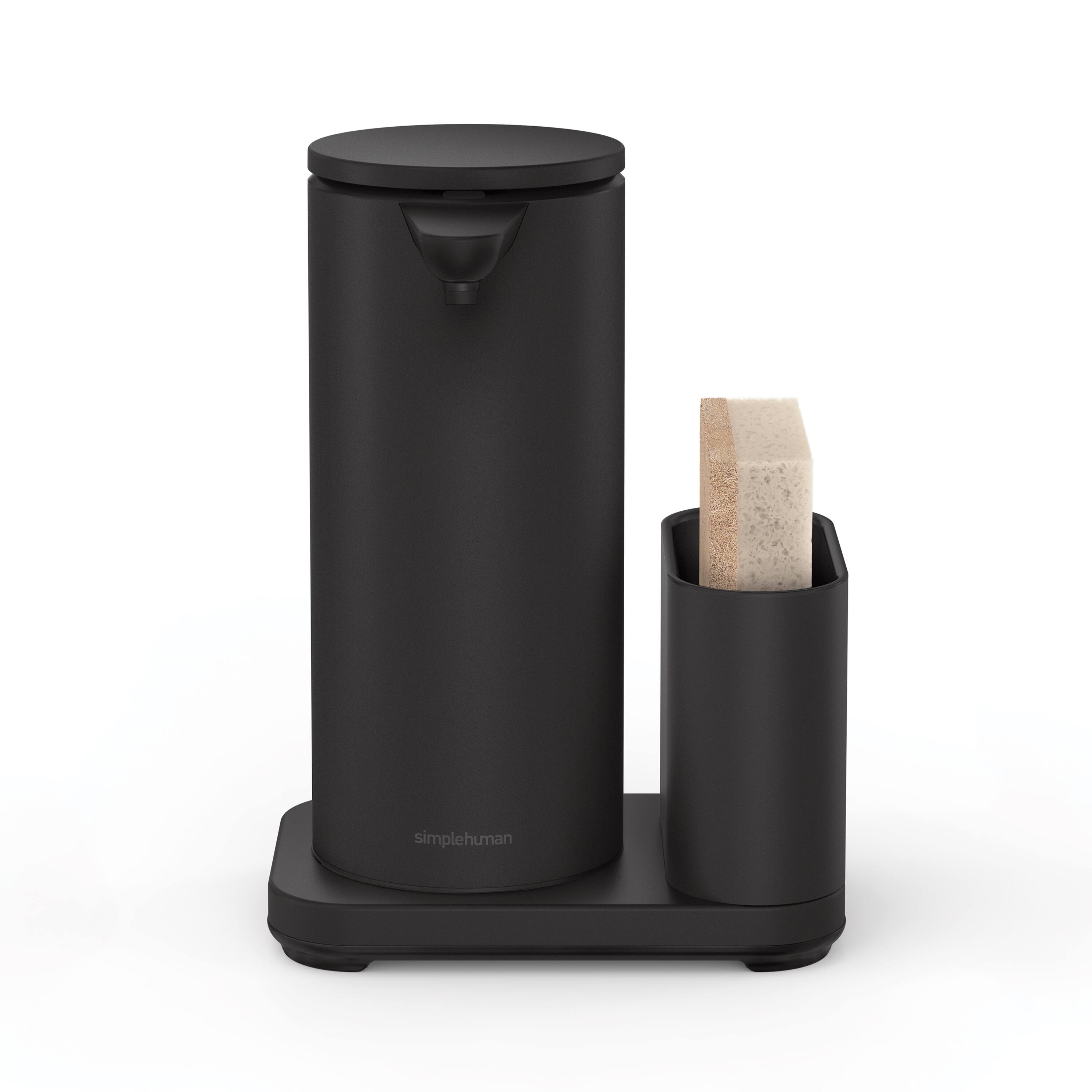 Alt View 3. simplehuman - 14 oz. liquid sensor pump with caddy, high-grade matte black steel - Matte Black.