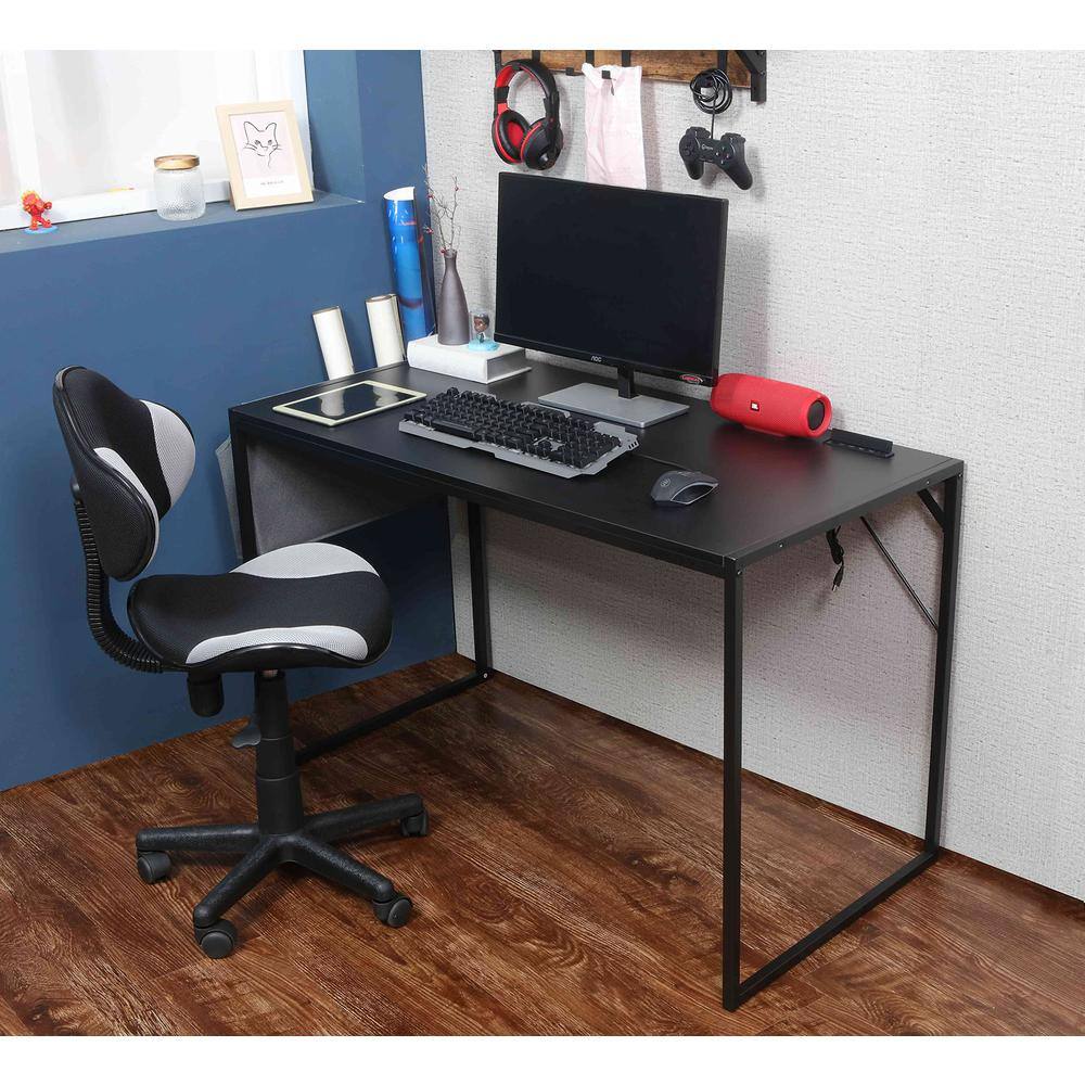 Alt View 3. JJS - Small Computer Desk Simple Style Writing Desk - White/Pink.