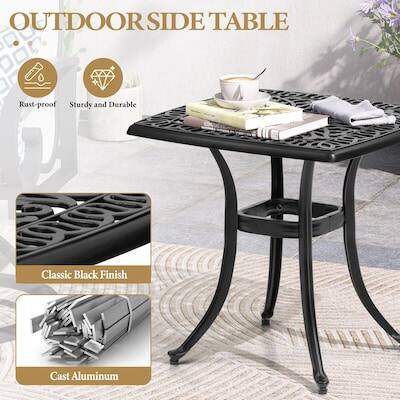 OUTDOOR SIDE TABLE

- Rust-proof
- Sturdy and Durable
- Classic Black Finish
- Cast Aluminum
