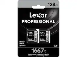 Lexar - SILVER Series Professional 1667x 128GB UHS-II SDXC Memory Card, 2-Pack