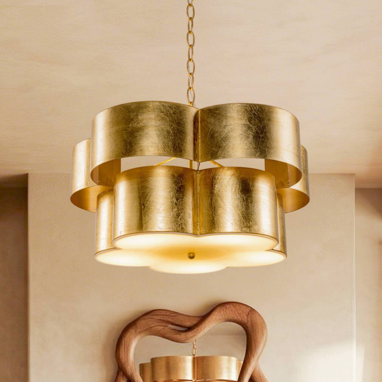 Parrot Uncle - 19.7 in. 5-Light Brushed Modern Flower Shape Chandelier - Gold