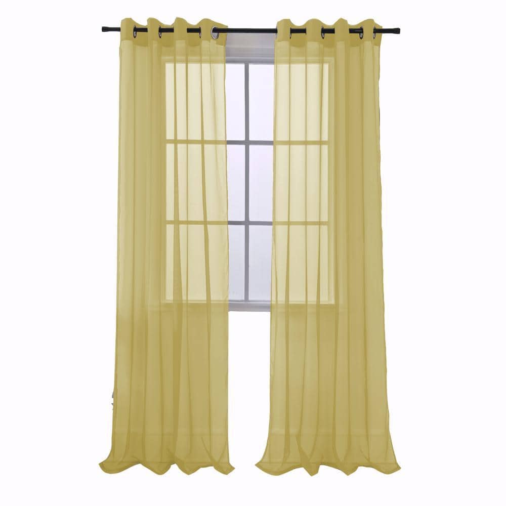 "RT Designers Collection - Cara One Sheer Grommet Light Filtering Curtain Panel 54"" x 90"" - Gold" price history on PriceWatchPro