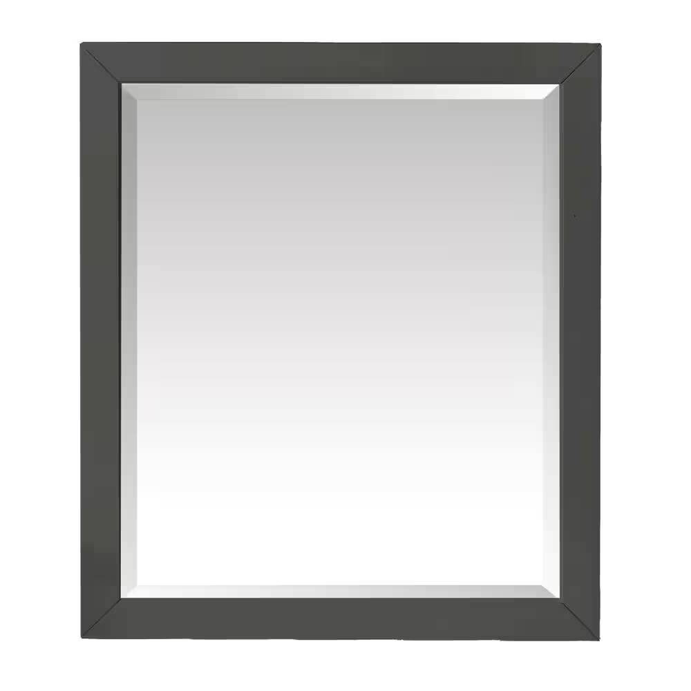 Left. Hivvago - 32-in x 28-in Bathroom Wall Mirror with Grey Solid Wood Frame - Grey.