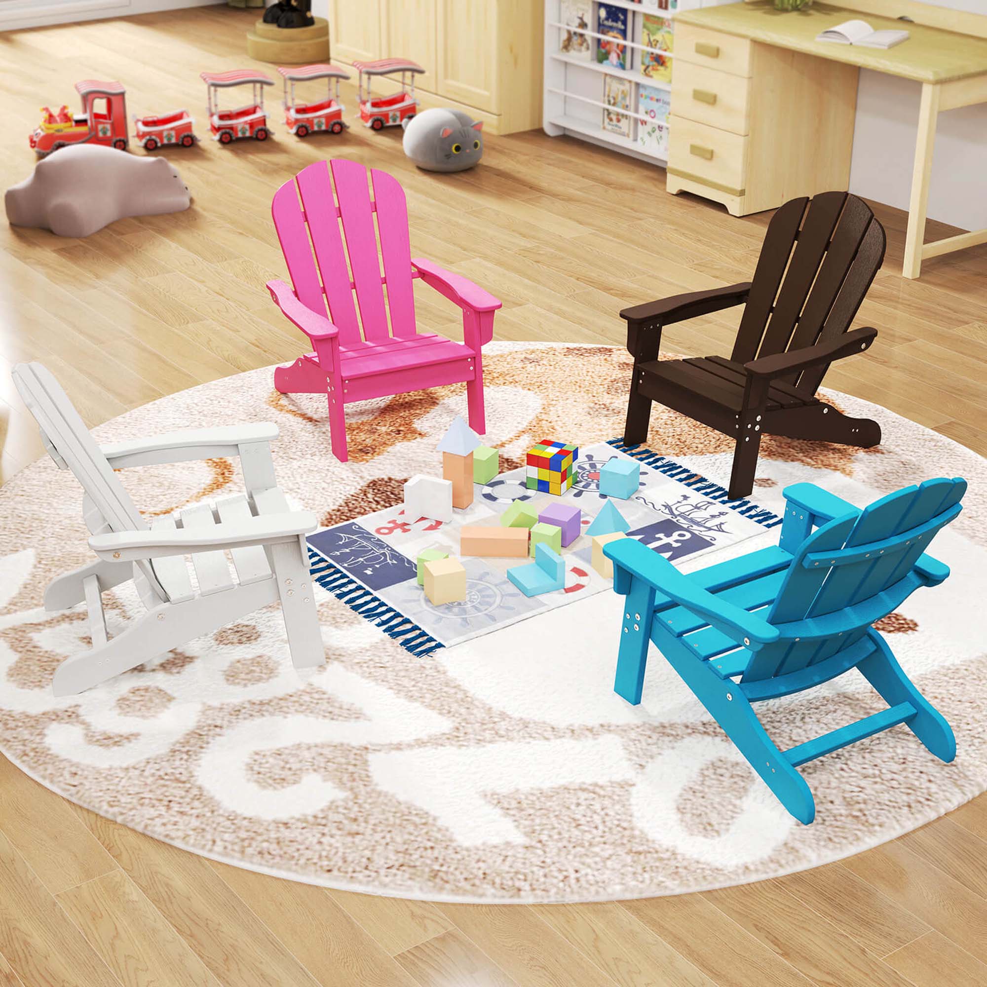 Alt View 4. Costway - Costway Kids Adirondack Chair with High Backrest Armrests Fire Pit Chair for Kids Ages 3-8 - Pink.