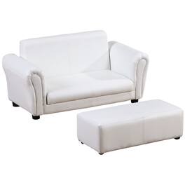 Qaba - Kids Sofa with Footstool for Children, Toddler Couch for Playroom, Nursery, Living Room, Bedroom Furniture - White
