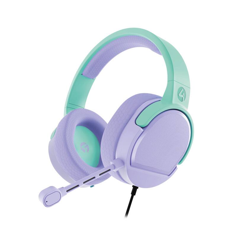 Front. 4Gamers - Panther Headset - PS4, PS5, Xbox One, Series S/X, Switch, PC, mobile - Lavender & Mint - Purple.