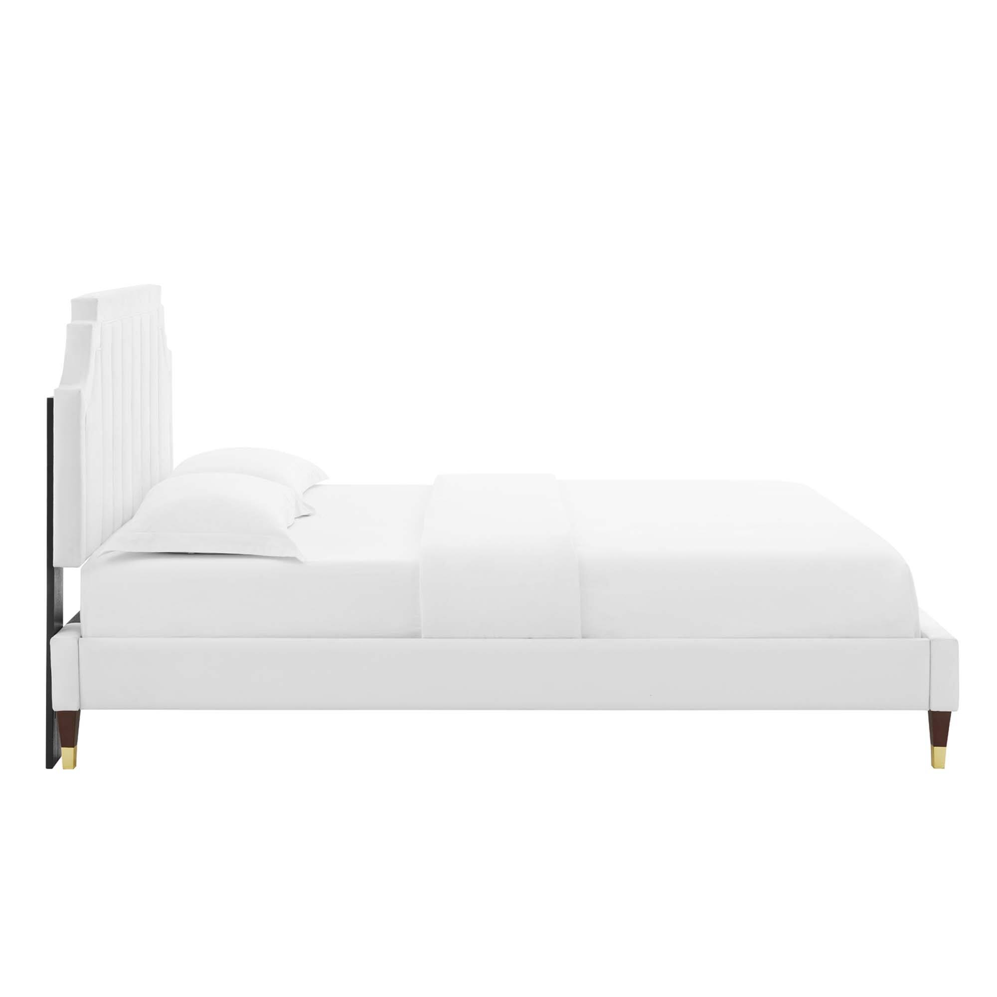 Alt View 6. Modway - Sienna Performance Velvet Full Platform Bed - White.